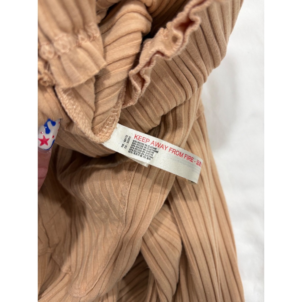 Free People Movement Blissed Out Wide-Leg Pants Ribbed High Rise Peach XS 30" - Picture 7 of 11
